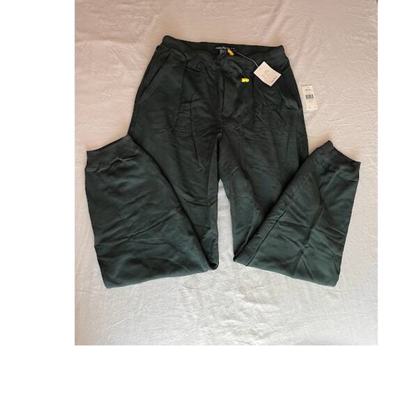 VTG NWT Nautica Sweatpants Mens Green Yellow Toggles Size L - Picture 1 of 9